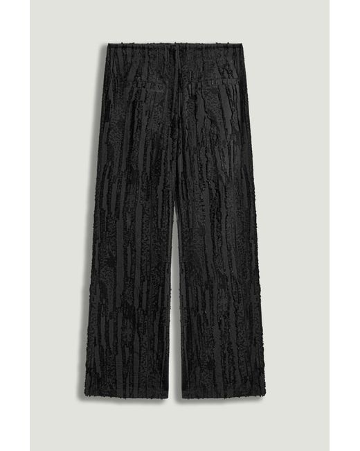 Nocturne Black Textured Relaxed-Fit Pants