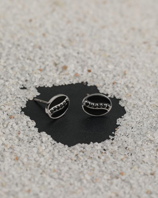 The Jewelz Black Oval Spinel & Enamel Stud Earrings for men
