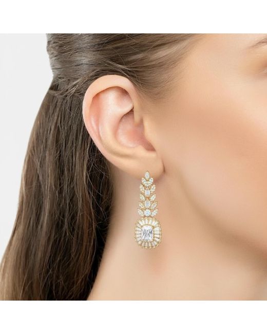Latelita London Metallic Countess Gemstone Drop Earrings Moissanite