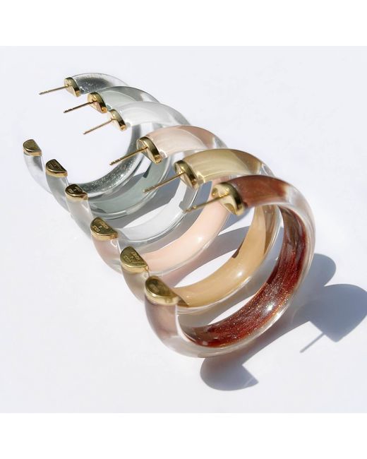 Gold & Honey White Small Pixie Illusion Hoop Earrings