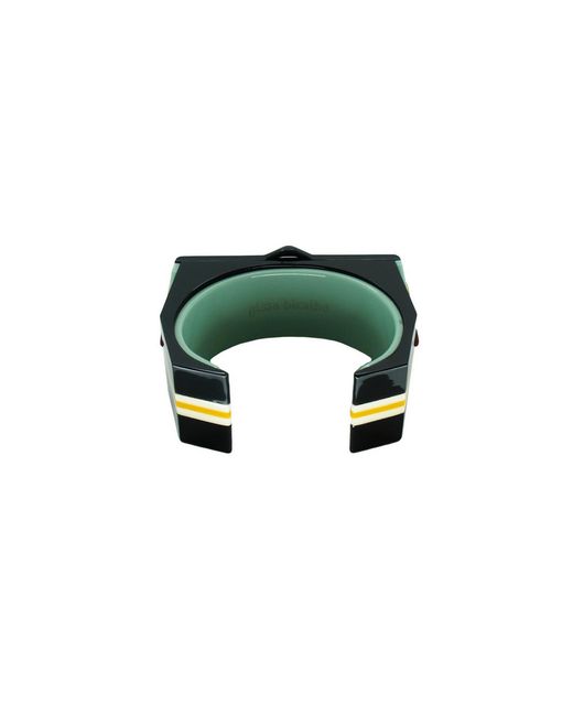 Gissa Bicalho Black Handmade Acrylic Bracelet Kuntur/ Mustard