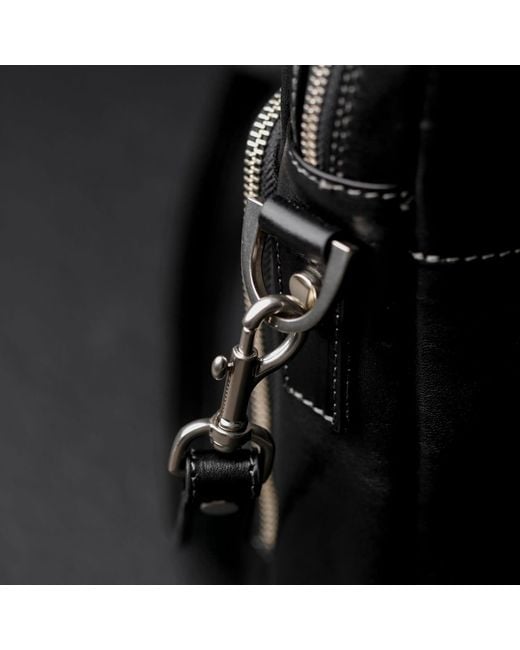 Time Resistance Black Leather Briefcase Laptop Bag for men