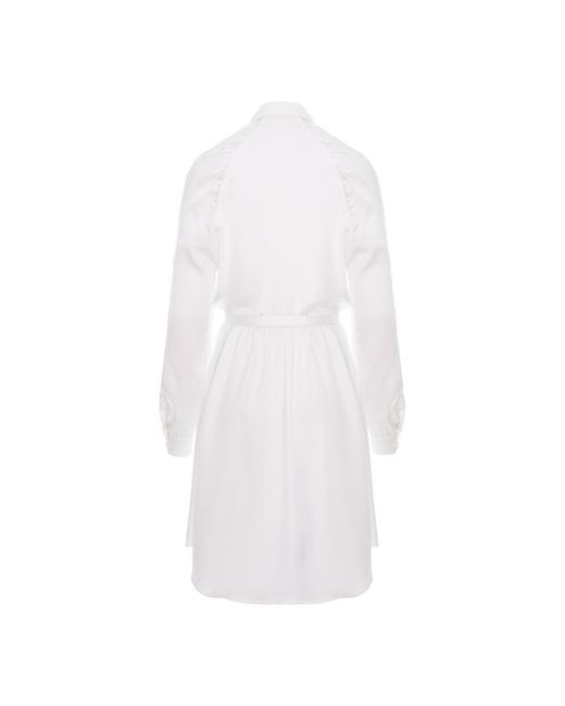 AVENUE No.29 White Gathered Raglan Sleeve Viscose Midi Shirt Dress With Belt