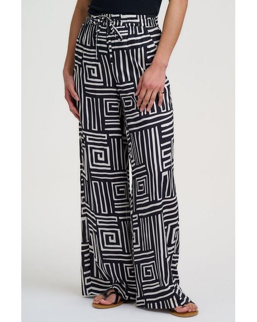 Sugarhill Black Trinny Wide Leg Trousers & Monochrome Maze