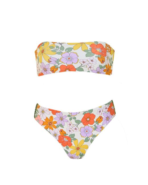 Aulala Paris Multicolor Summer Blossom Reversible Bandeau Bikini