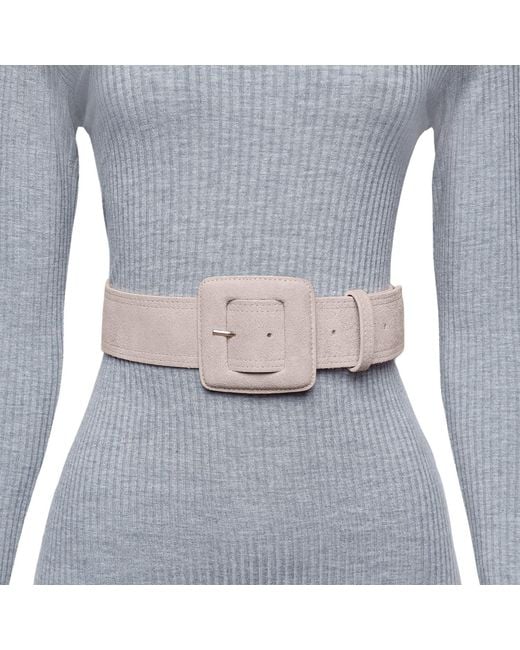 BeltBe Gray Suede Square Buckle Belt