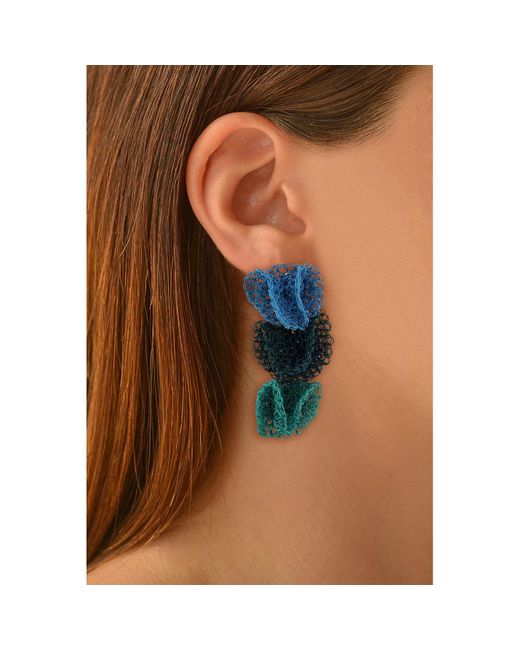 Lavish by Tricia Milaneze Ocean Blue Mix Reef Trio Handmade Crochet Earrings