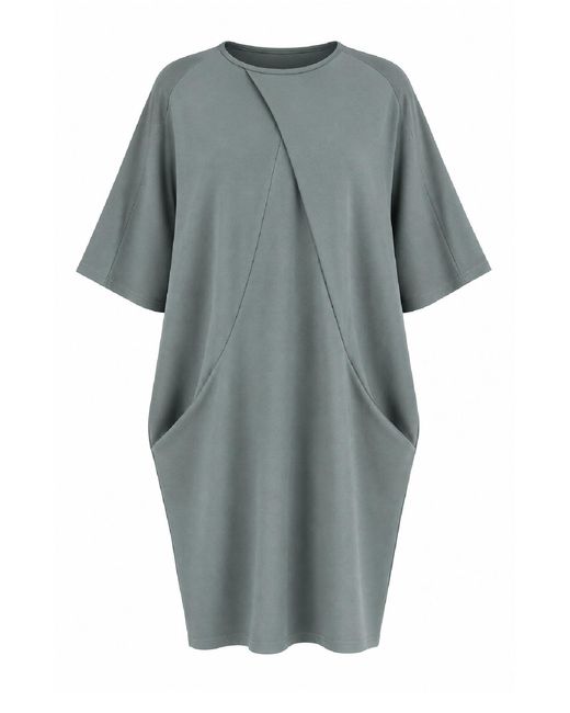 Conquista Gray Sculpted Pocket Cocoon Dress