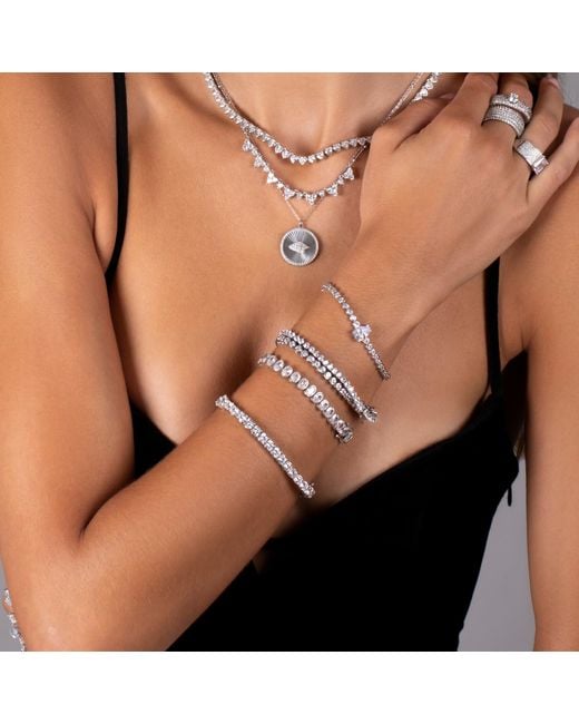 SHYMI Metallic Bezel-Set Oval Tennis Statement Bracelet