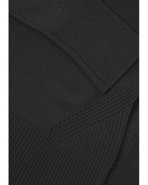 Loop Cashmere Black Ribbed Detail Lofty Crew Sweatshirt