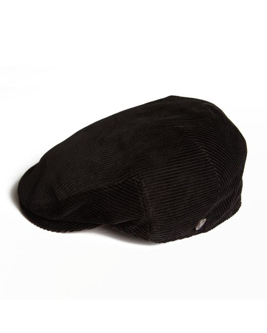 Dasmarca Hats Black Dylan Italian Cord Flat Cap for men
