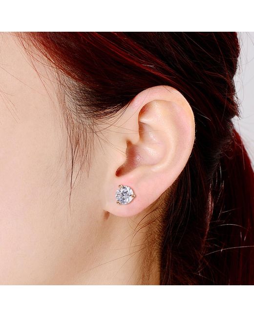 Genevive Jewelry Multicolor Rose Rose Plated Three-Prong Martini Solitaire Stud Earrings