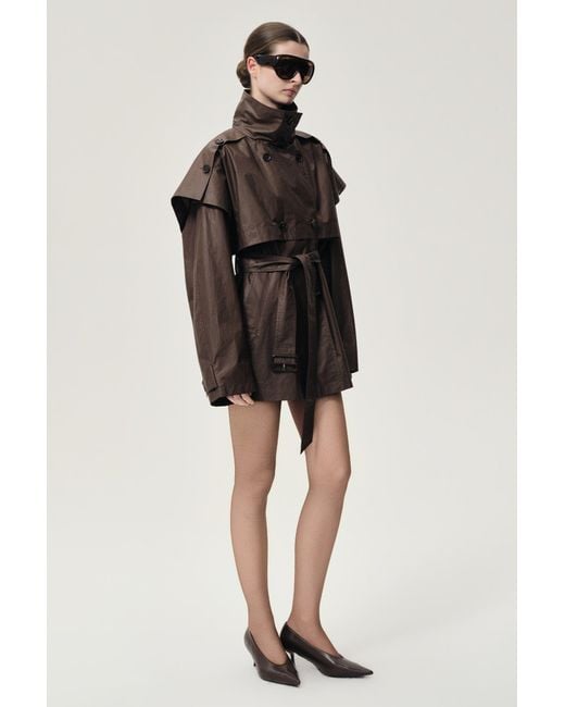 FRONT ROW SHOP Brown Lisa Cape Trench Dark Cherry