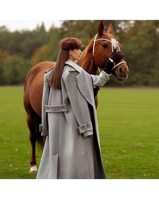 Mandragora Gray Double-Breasted Wool Coat Marove