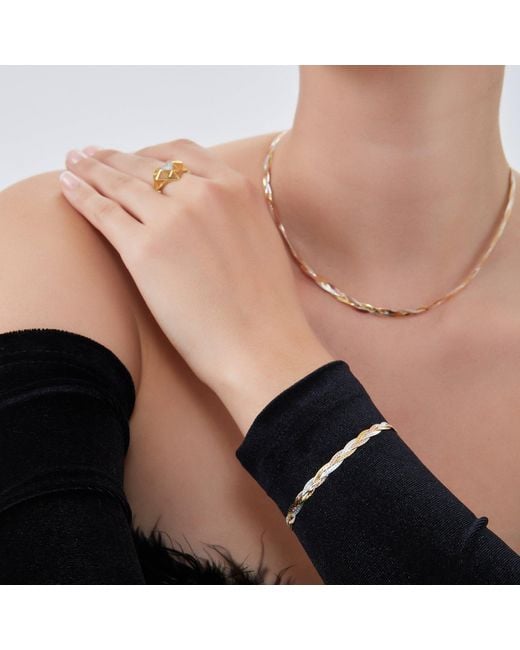 Spero London White Rose Rose & Spiral Sterling Flat Necklace & Bracelet Set