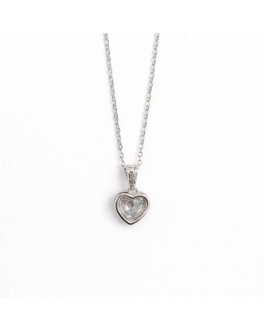 Pearl Code Metallic Sophie Heart Pendant Necklace With Cubic Zirconia