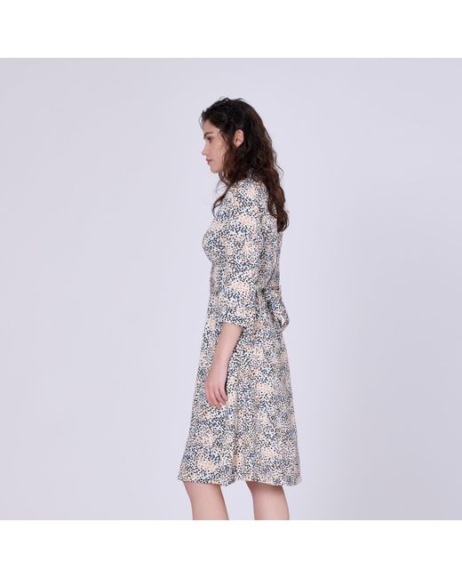 Smart and Joy Gray Neutrals Minimalist Printed Tea Dress