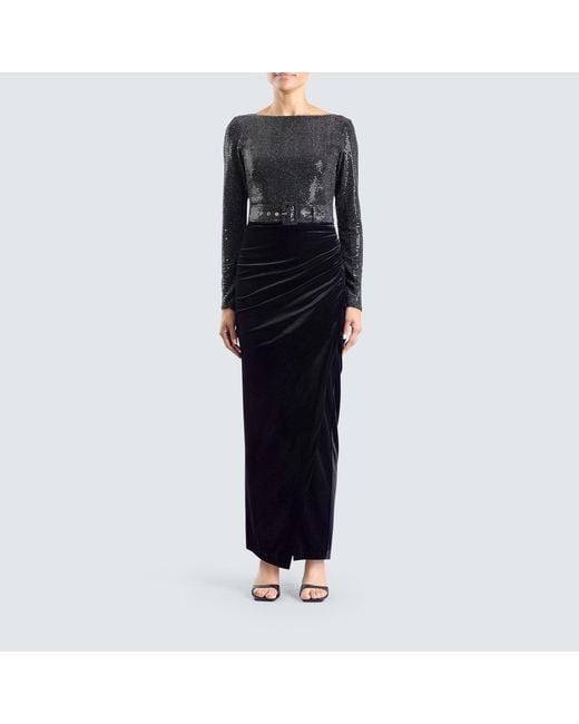 Meem Label Black Garbo Sequin And Velvet Dress