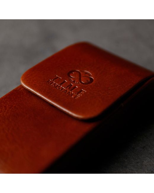 Time Resistance Red Hard Shell Leather Eyeglasses Cover Cognac – The Sign Of Four for men