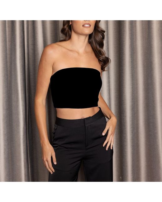 Riviera Soirée Black Olivia Satin Strapless Top