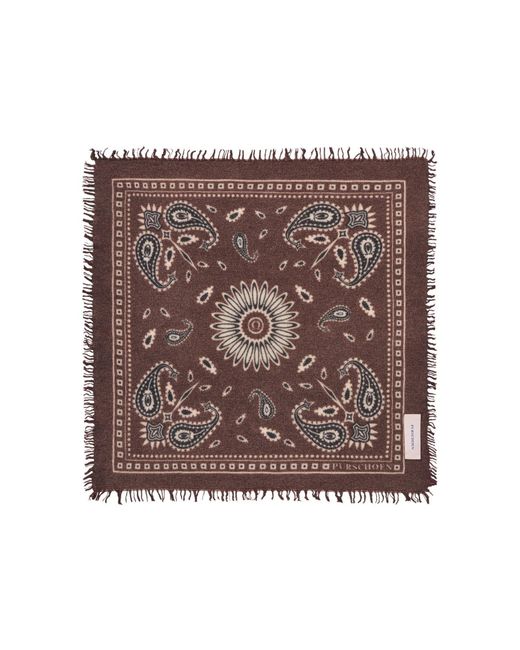 PUR SCHOEN Brown Maxi Bandana Scarf Testa Moro-Natural