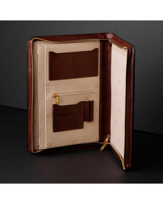 Time Resistance Brown Leather Documents Folder Organizer