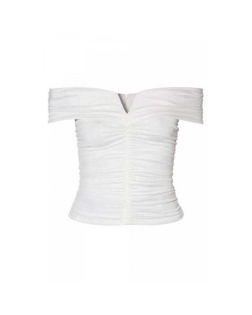 AGGI by HALEWSKI White Mia Pearl Off Shoulder Top
