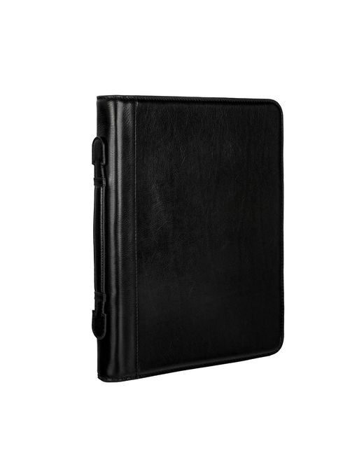 Time Resistance Black Leather Portfolio With Binder