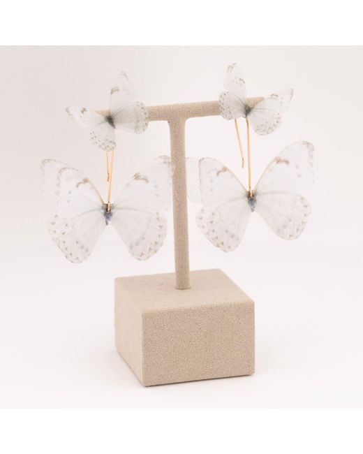 Oana Savu White Silk Butterfly Earrings Ethereal Bridal Wedding Day Butterfly Jewelry Accessories