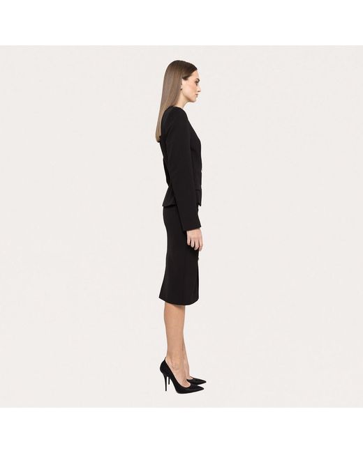 Nissa Black High-Waisted Midi Skirt
