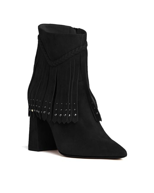 Beautiisoles by Robyn Shreiber Made in Italy Black Tal Suede Ankle Bootie Comfortable & Dressy With Studs For Work Or Evening