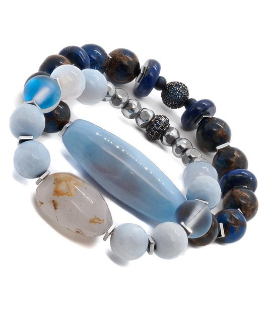 Ebru Jewelry Blue Ocean Inner Peace Bracelet Set