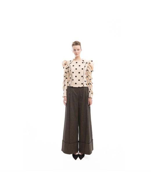 Julia Allert Brown Casual High-Rise Flared Denim Pants