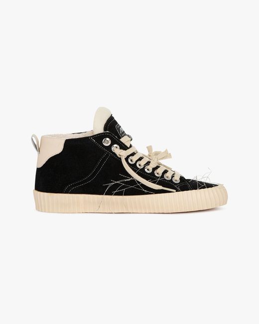 Springa | Unique Vulcanized Sneakers Italian Handmade Black Wavy Suede High Top Embroidery Sneakers for men