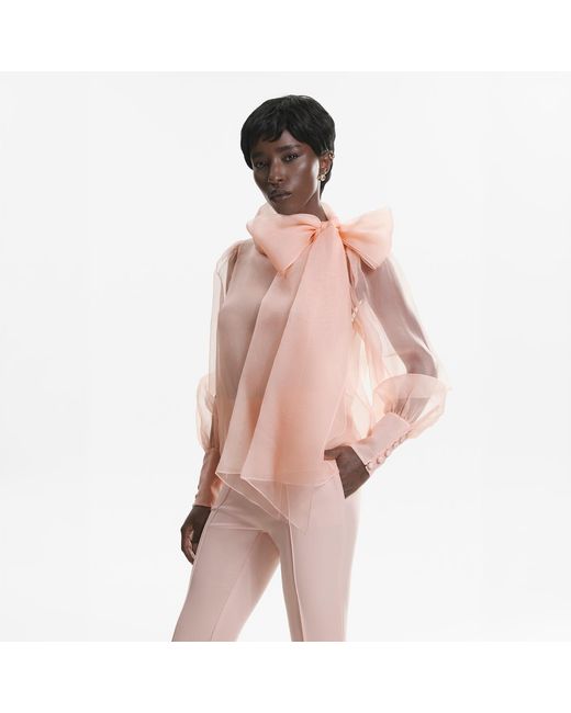 Lita Couture Pink Sheer Organza Silk Blouse