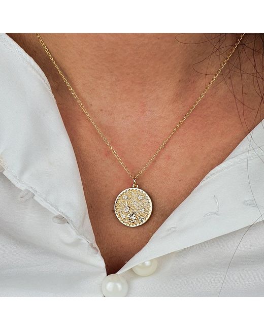Harfi Metallic Dainty Cherry Blossom Flower Plated Charm Necklace