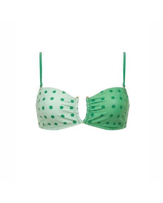Jessie Zhao New York Blue Polka Bloom Reversible Bandeau Top