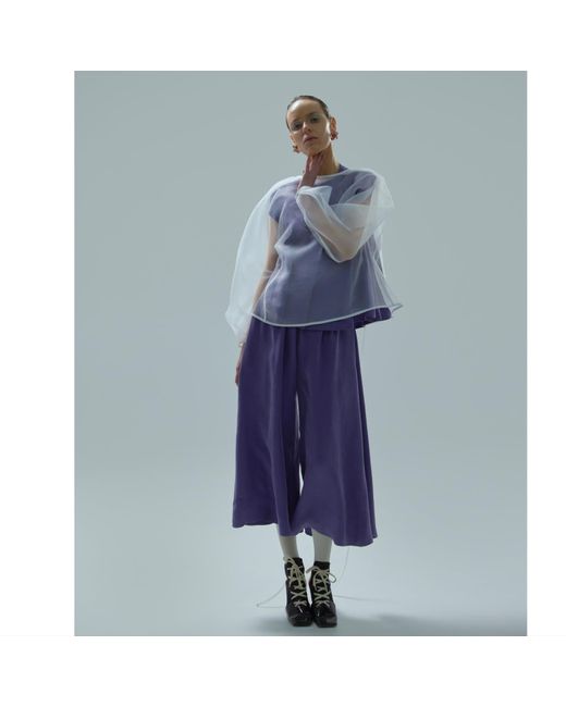 Julia Allert Purple Wide Cupro Culottes With Elastic Waist Violet
