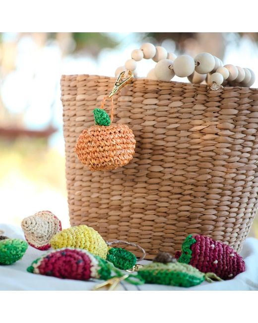 LIKHÂ Metallic Citrus Burst Raffia Bag Charm