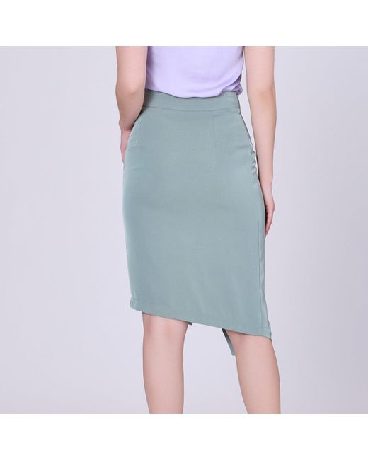Smart and Joy Gray Asymmetric Crossed Panel Skirt