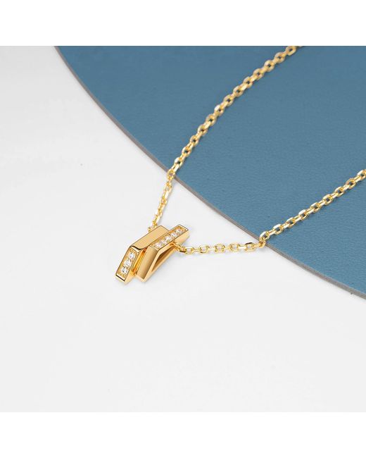 Meulien Metallic Double Mini Triangle Necklace