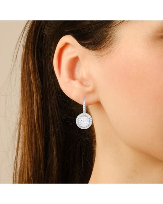 Kylie Harper White Diamond Cz Halo Filigree Leverback Earrings