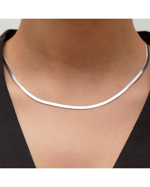 Argento Vivo Metallic Thin Herringbone Chain Necklace