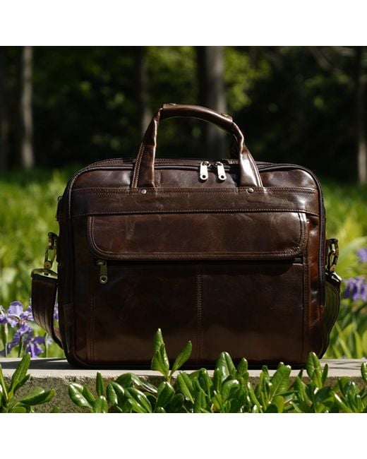 Touri Brown Genuine Leather Briefcase for men