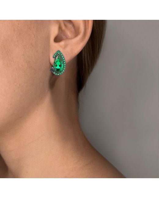 SALLY SKOUFIS Green Nourish Stud Earrings With Natural Diamond & Emerald