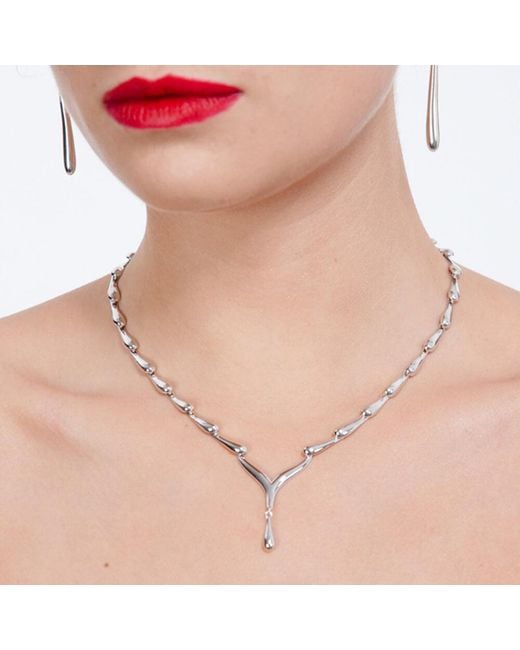 Lucy Quartermaine Metallic Wishbone Drop Necklace