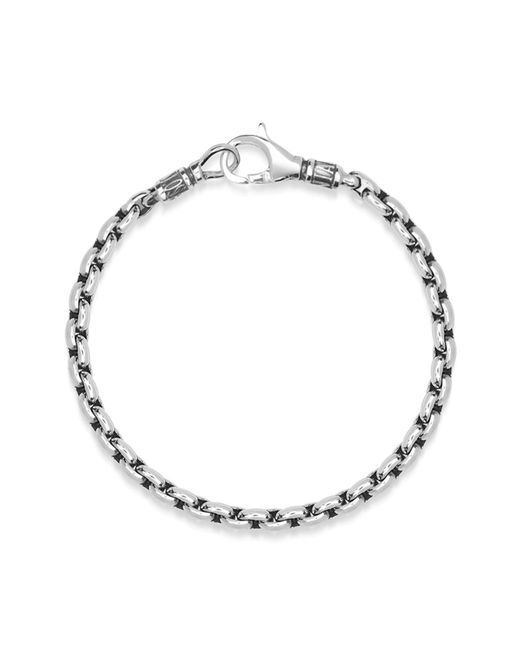 Nialaya Metallic Sterling Round Link Chain Bracelet for men