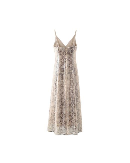 Aisl Natural Snakeskin Sequin Slip Dress
