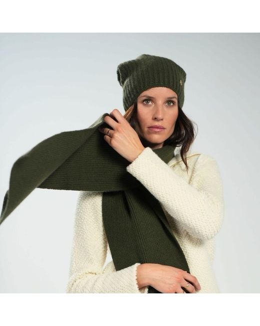 Bel Cashmere Green Plain Knitted Cashmere Hat