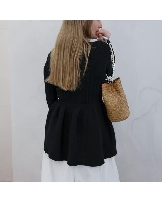 London Atelier Byproduct Black Knitted Peplum Cardigan